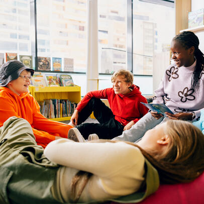 Children in the library.
