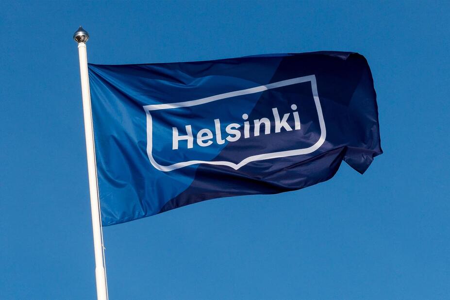 Sininen salkolippu Helsinki kehystunnuksella