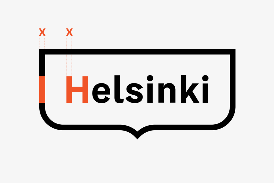 Kehystunnuksen viivanpaksuus määräytyy H-kirjaimen rungon paksuuden mukaan.