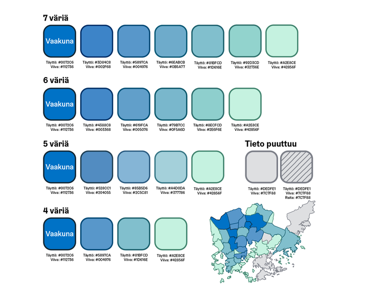 Sarjallinen paletti - sinertävä
